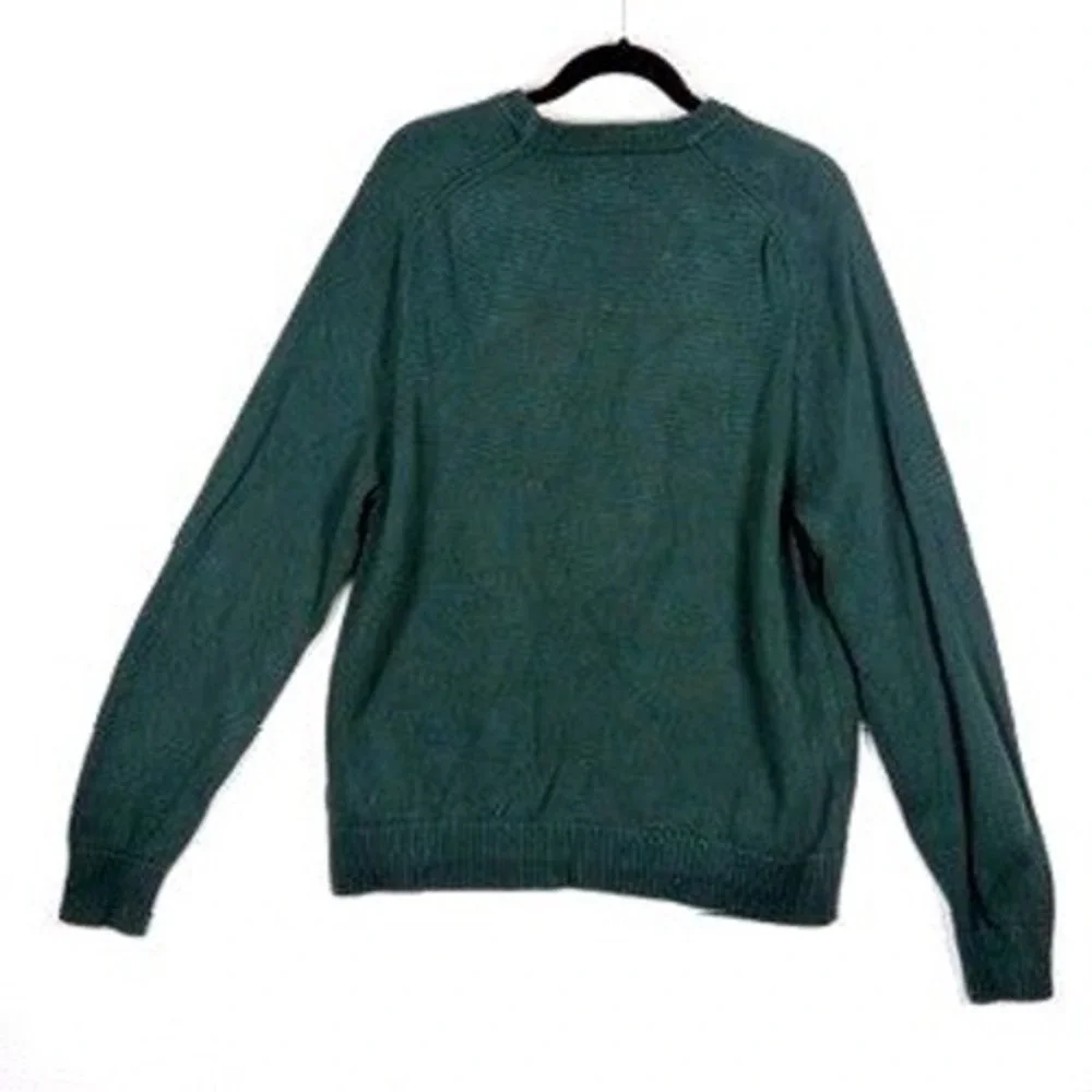 Lot of 2 J. Crew Mens XL Cotton Crewneck Sweaters Navy Blue Forest Green Solid‎